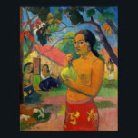 Affiche Paul Gauguin - Une femme tenant un fruit<br><div class="desc">Femme tenant un fruit / Où vas-tu ? / Eu Haere Ia Oe - Paul Gauguin,  Huile sur toile,  1893</div>