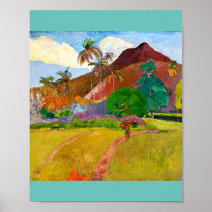 Affiche Paul Gauguin's Tahitian Landscape famous painting