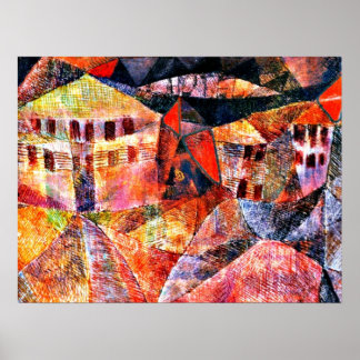 Affiche Paul Klee art : L'hôtel, célèbre peinture,