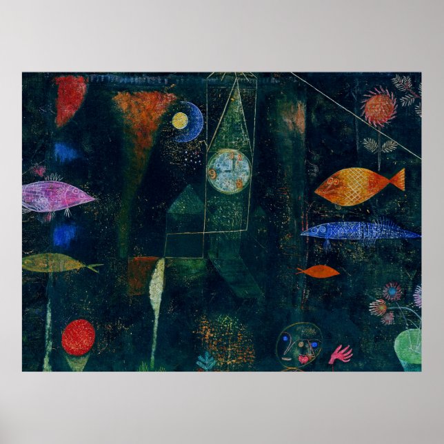 Affiche Paul Klee Fish Magic Peinture Abstraite Art Graphi (Devant)