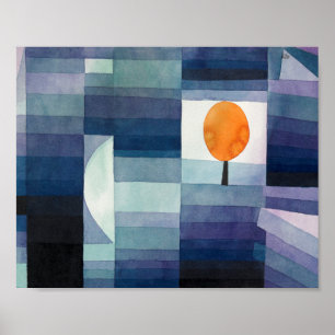 Affiche Paul Klee Harbinger d'automne. art bleu vintage