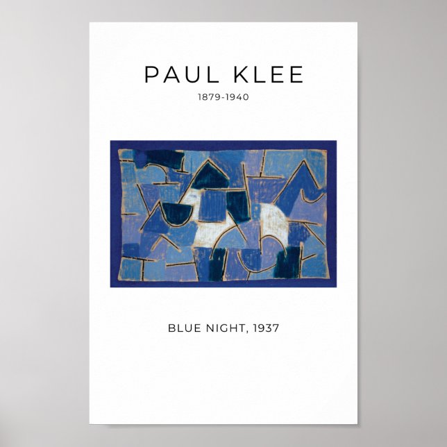 Affiche Paul Klee, Nuit Bleue - Art Abstrait Moderne (Devant)