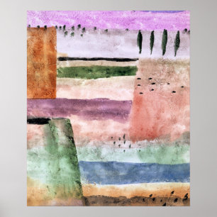 Affiche Paul Klee, Paysage aux peupliers,