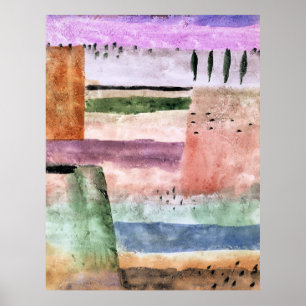 Affiche Paul Klee, Paysage avec Peupliers,