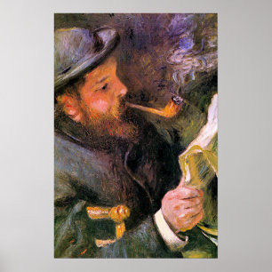 Affiche Paul Monet lisant, œuvre d'art populaire,