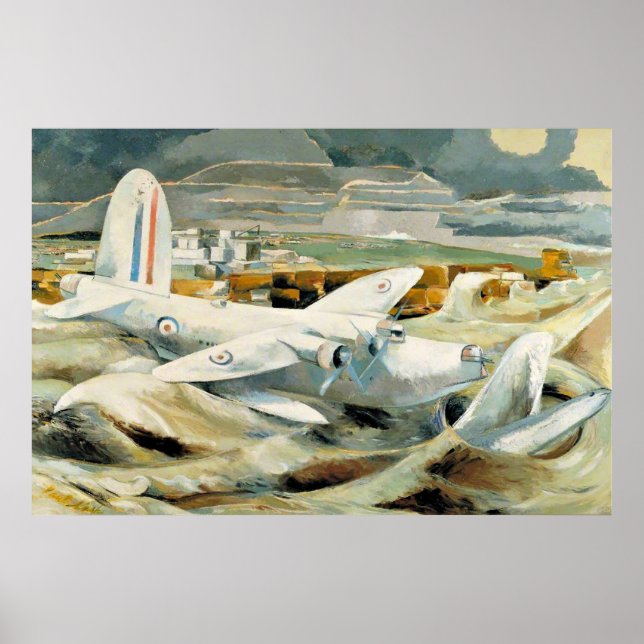 Affiche Paul Nash - Défense d'Albion, célèbre peinture, (Devant)