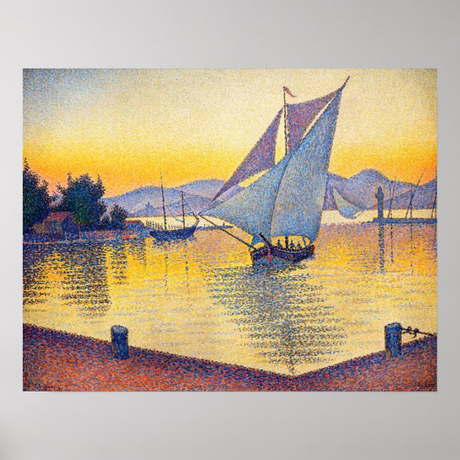 Affiche Paul Signac - Le Port au coucher du soleil, Opus 2 (Devant)