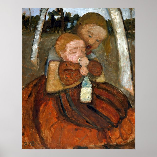Affiche Paula Modersohn-Becker fille avec bébé (Devant)