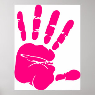 Affiche Paume de peinture rose à la main