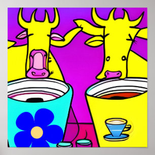 Affiche Pause café vache