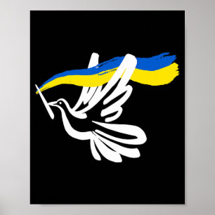 Affiche Pavillon bleu jaune ukrainien avec soutien à la co