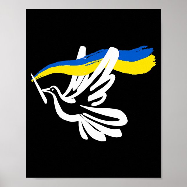 Affiche Pavillon bleu jaune ukrainien avec soutien à la co (Devant)