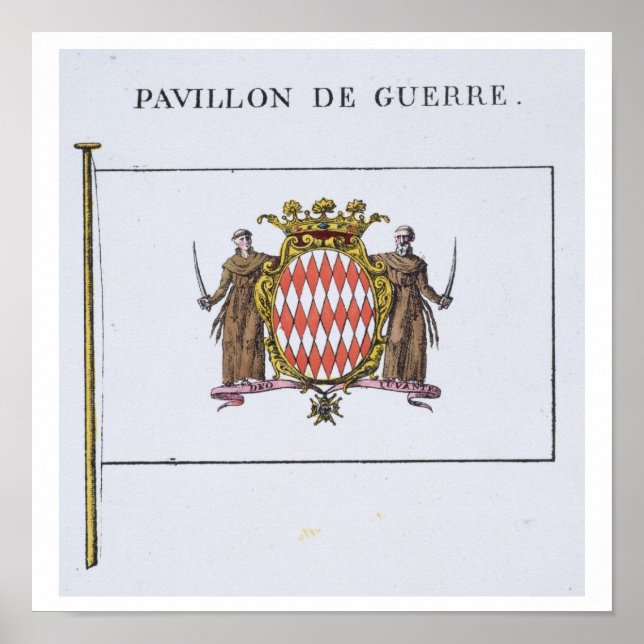 Affiche Pavillon de Guerre, détail des drapeaux de Monaco (Devant)