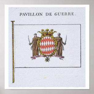Affiche Pavillon de Guerre, détail des drapeaux du Monaco
