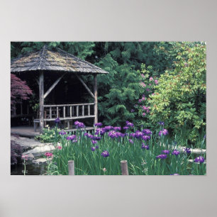Affiche Pavillon en bois dans le Jardin Sunken dans
