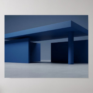 Affiche Pavillon Moderniste Deep Blue Mur Architectural