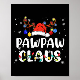 Affiche Pawpaw Claus Santa Hat Reindeer Fun Noël Fami