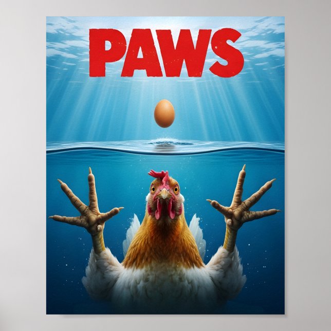 Affiche PAWS Chicken Meme – Jaws-Inspired Poultry Humor (Devant)