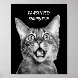 Affiche PAWSITIVEMENT SURPRIS ! Drôle Crazy Cat
