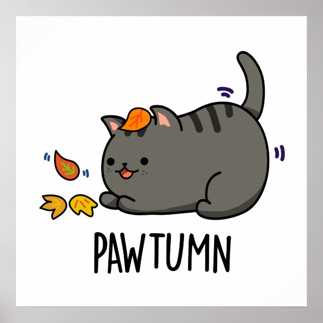 Affiche Pawtumn Funny Automne Kitty Cat Pun (Devant)