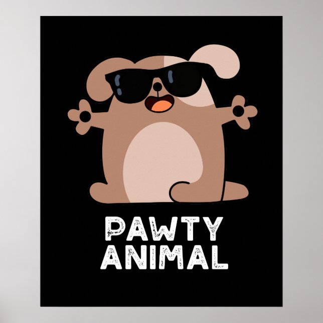 Affiche Pawty Animal Funny Party Chien Pun Dark BG (Devant)