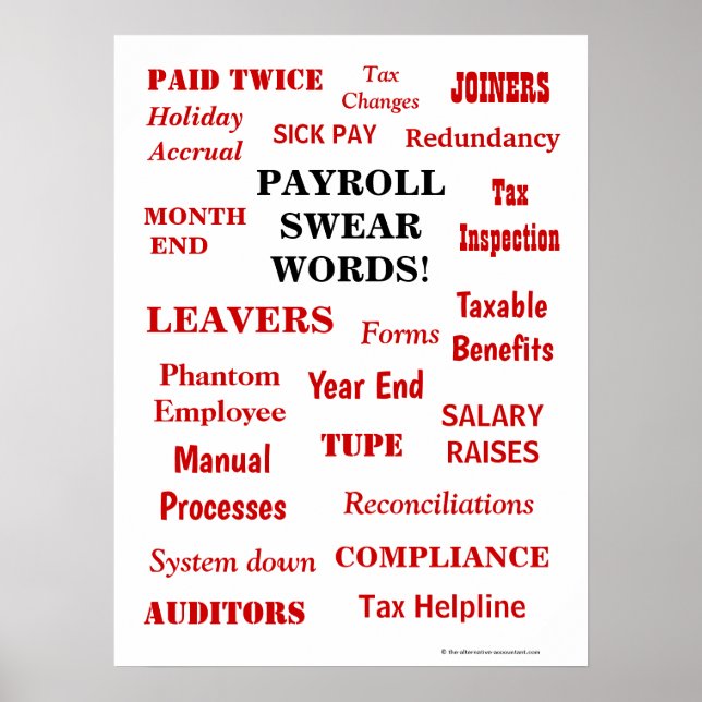Affiche Payroll, jurer les mots drôle, ennuyeux bureau des (Devant)