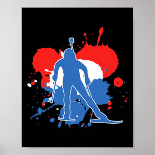 Affiche Pays-Bas Drapeau Biathlonist - Biathlon néerlandai