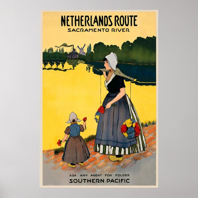 Affiche Pays-Bas Route Sacramento River États-Unis Vintage (Devant)