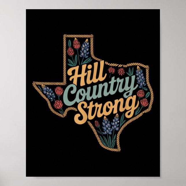 Affiche Pays collinaire du Texas 2025 Texas Strong Rétro M (Devant)