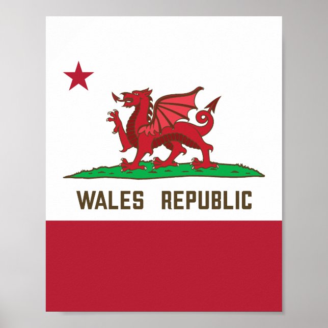 Affiche Pays de Galles République Drapeau de dragon Pride  (Devant)