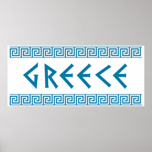 Affiche pays de la grèce nom du texte symbole grec