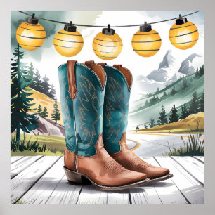Affiche Pays des bottes de cowboy de l'art du mur occident