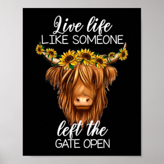 Affiche Pays Heifer Highland Vache Avec Sunflower Farm F