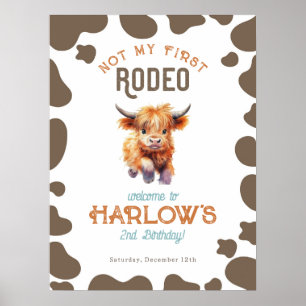 Affiche Pays Highland Cow Pas Mon Premier Rodéo Anniversai