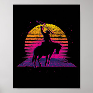 Affiche Pays Horseck équitation Western Retro Vaporwave Va
