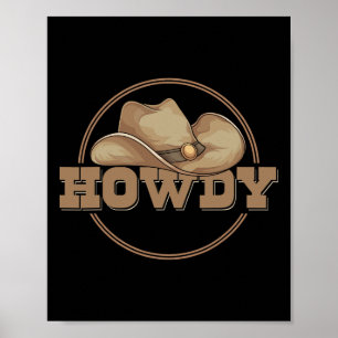Affiche Pays Howdy Cowboy Casquette Western Cowboy