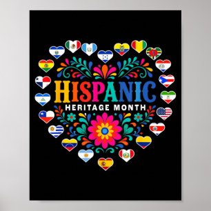 Affiche Pays latinos du cœur Drapeau National Hispanique