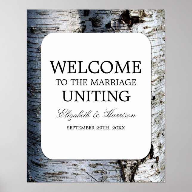 Affiche Pays Rustic Birch Tree Mariage Bienvenue (Devant)