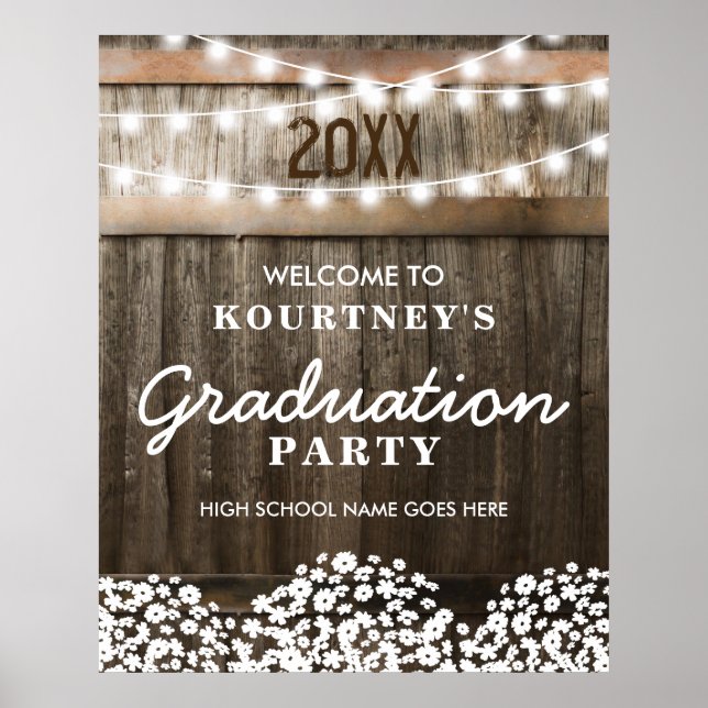 Affiche Pays Rustic Graduation Party Bienvenue (Devant)
