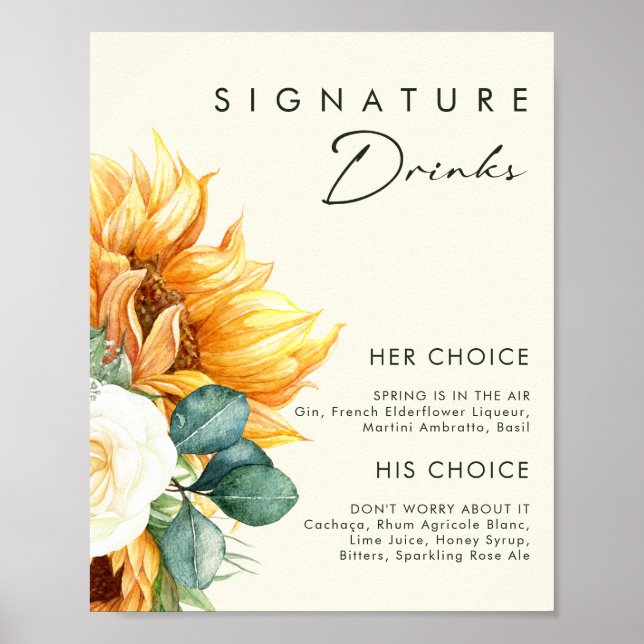 Affiche Pays Tournesol | Boissons signatures jaune clair (Devant)