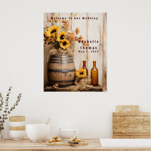 Affiche Pays Western Sunflower Whiskey Barre Bienvenue