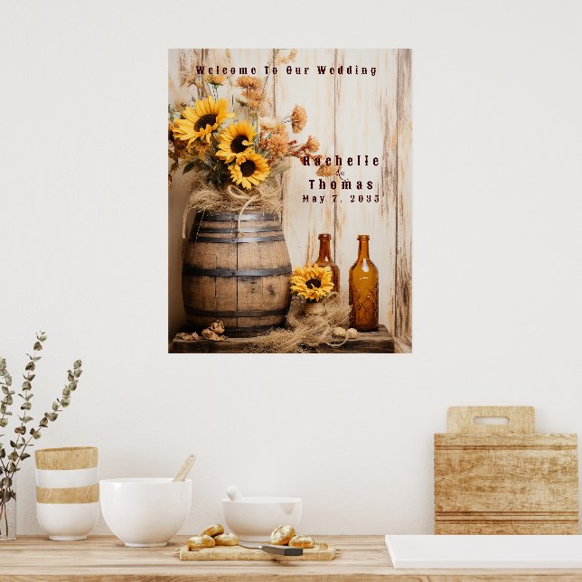 Affiche Pays Western Sunflower Whiskey Barre Bienvenue (Cuisine)