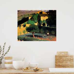 Affiche Paysage à Cagnes, peinture d'art fin,