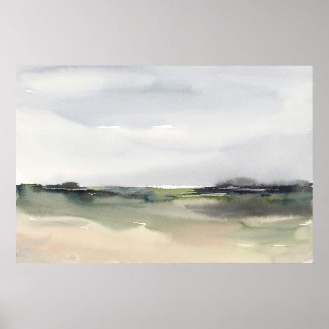 Affiche Paysage Abstrait Aquarelle neutre horizontale (Devant)