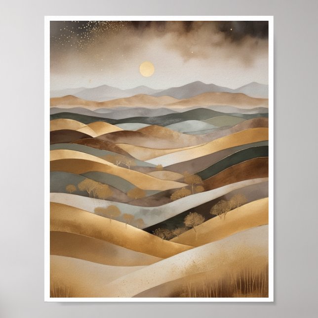 Affiche Paysage abstrait bohème vallonnées (Devant)
