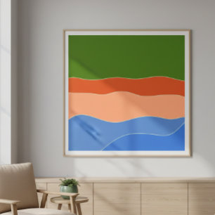 Affiche Paysage abstrait coloré moderne du milieu du siècl