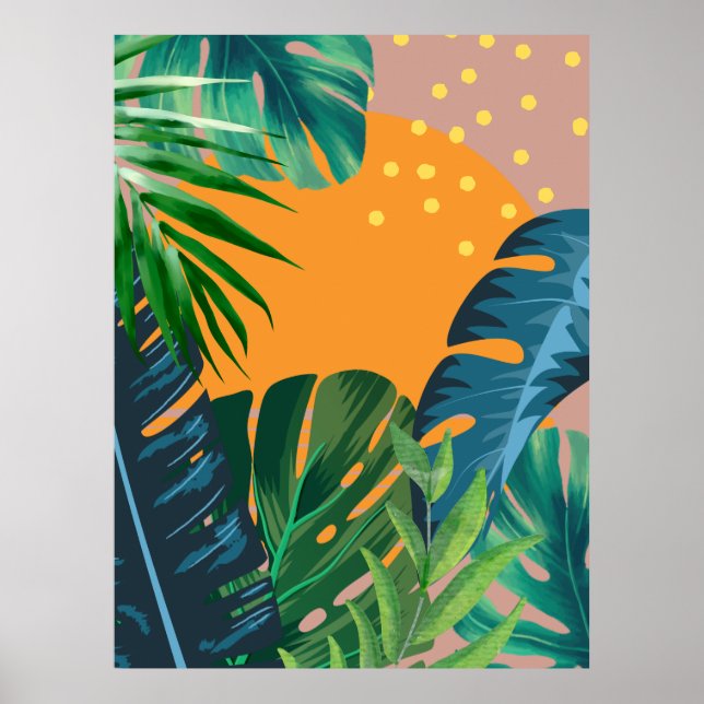 Affiche Paysage Abstrait de Coucher de Soleil Tropical Jun (Devant)