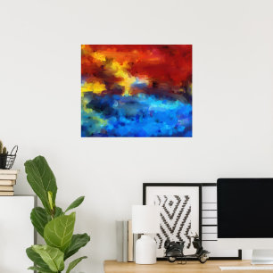 AFFICHE PAYSAGE ABSTRAIT DE COUCHER DE SOLEIL VIBRANT