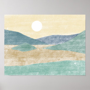 Affiche Paysage Abstrait dessiné à la main