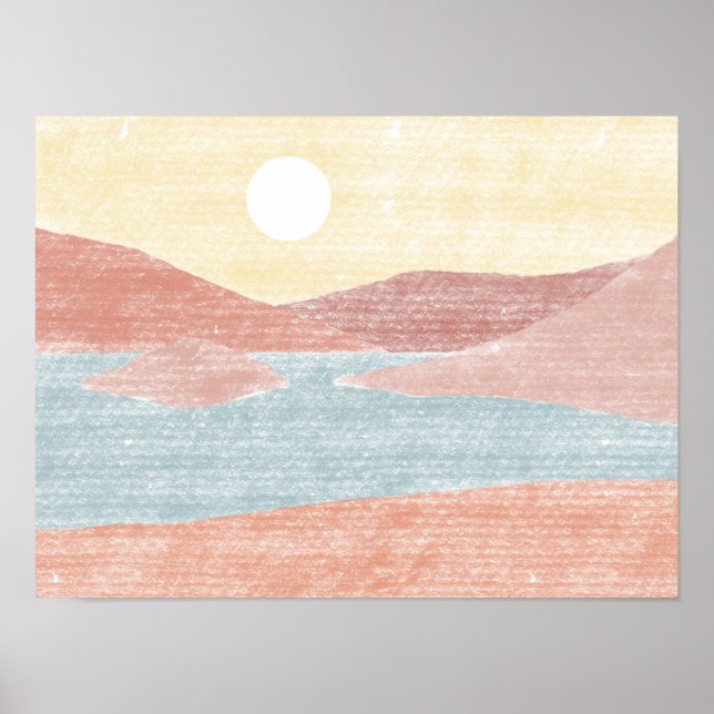 Affiche Paysage Abstrait dessiné à la main (Devant)